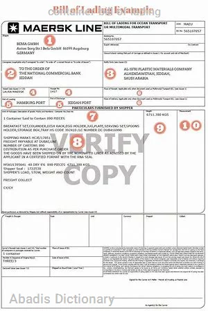 container bill of lading